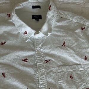 JCrew short sleeve button with embroidered lobsters
